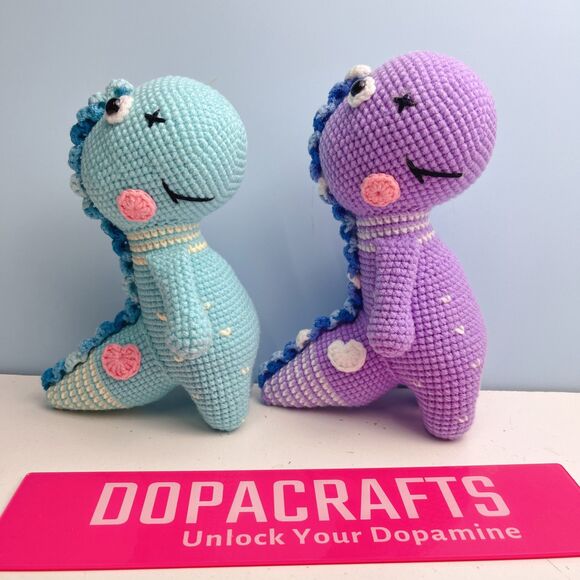 Handmade crochet dinosaur plush toy kawaii nursery décor, baby shower gift - Picture 7 of 8